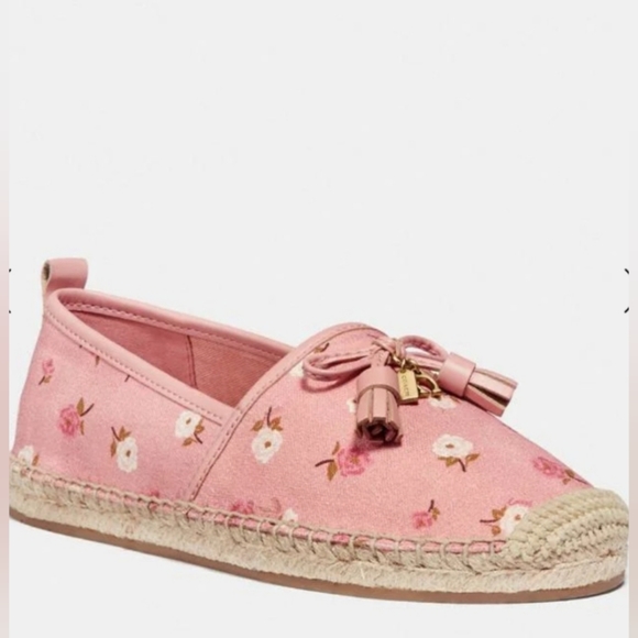 🆕️🌷 COACH ESPADRILLES PINK W FLORAL DESIGN NIB - Picture 3 of 8